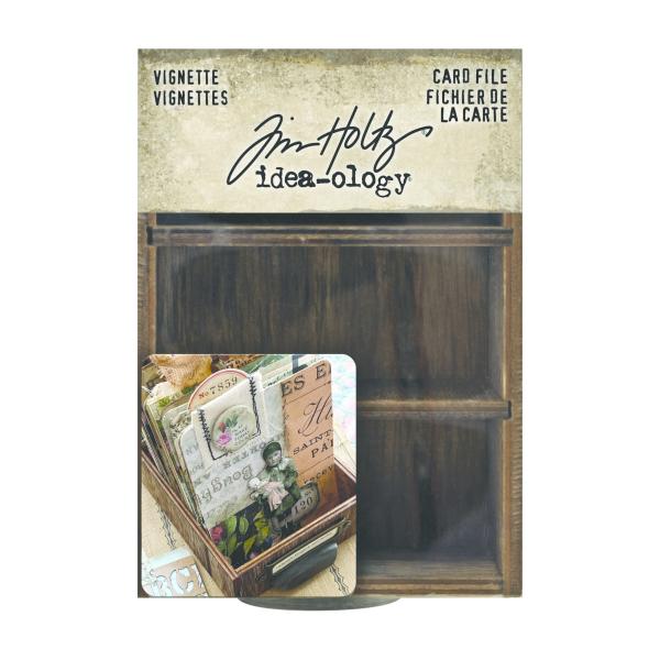 Tim Holtz - Idea Ology " Vignette Card File" - Holzschublade mit 3 Fächern