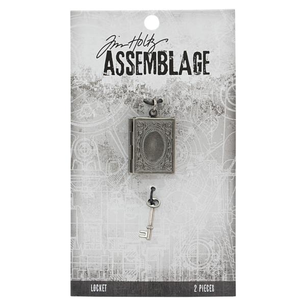 Tim Holtz - Idea Ology " Assemblage Locket Book and Key" - Metall Charms Medaillon Buch