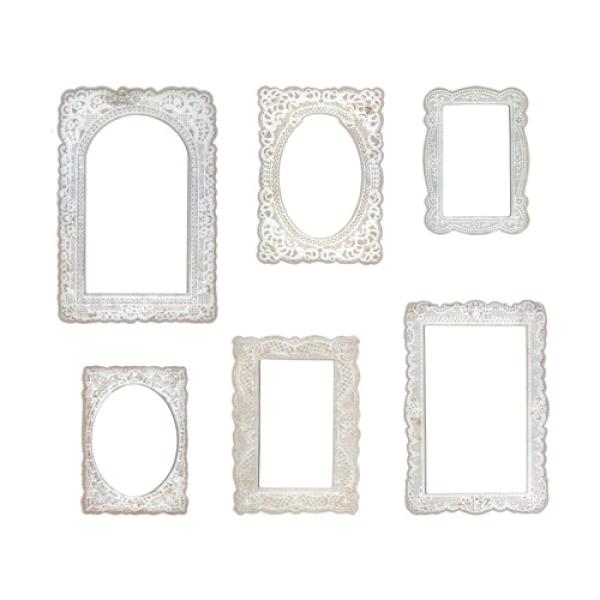 Tim Holtz - Idea Ology " Baseboard Frames Lace" - bedruckte Papprahmen für Fotos