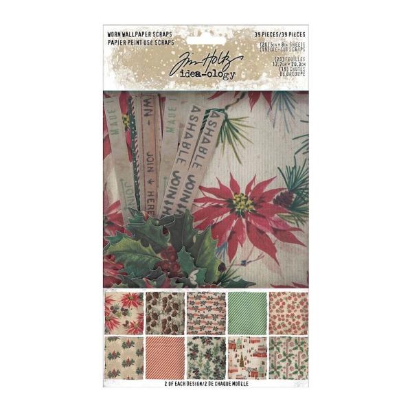 Tim Holtz - Idea Ology "Christmas Worn Wallpaper" - Designpapier Weihnachten und Die Cut´s