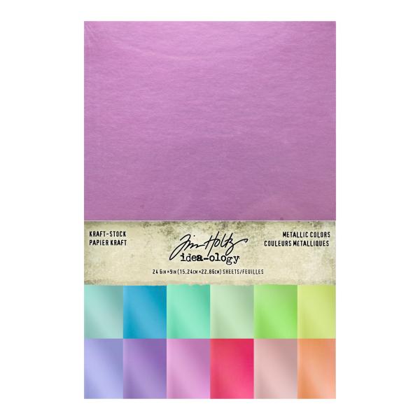 Tim Holtz - Idea Ology "Kraft Stock Metallic Colors" - Kraft Cardstock Matallic 