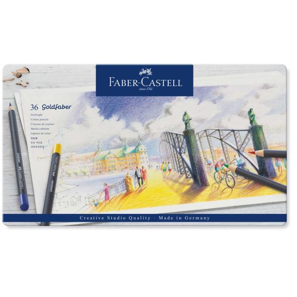 Faber-Castell Aquarellfarben in Näpfchen Castell Goldfaber Colour Pencil Tin  Etui FC-114736