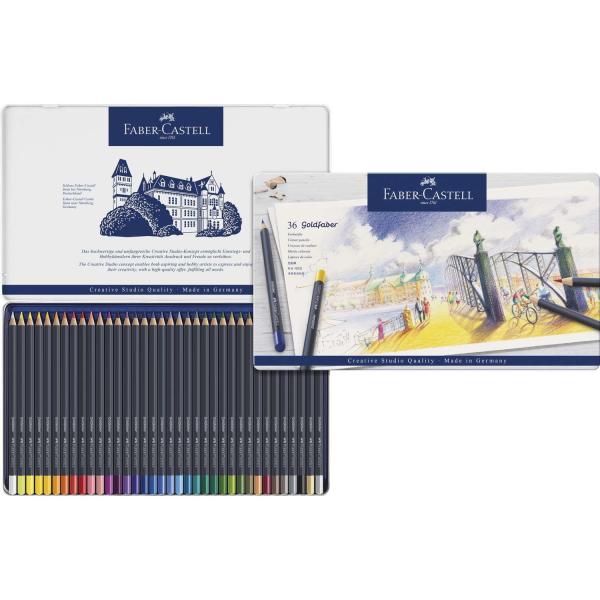 Faber-Castell Aquarellfarben in Näpfchen Castell Goldfaber Colour Pencil Tin  Etui FC-114736