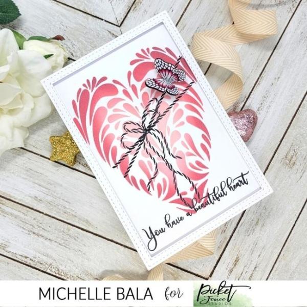 Picket Fence Studios Swirly Heart Stencil - Schablone