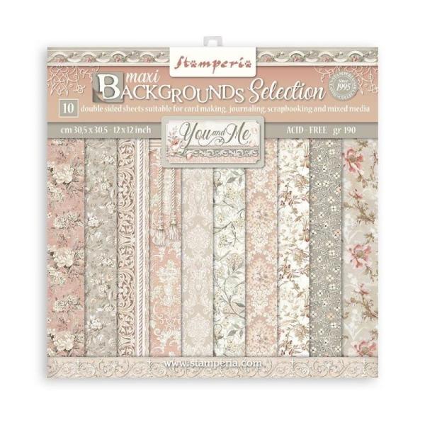 Stamperia "Maxi Background You and Me" 12x12" Paper Pack - Cardstock