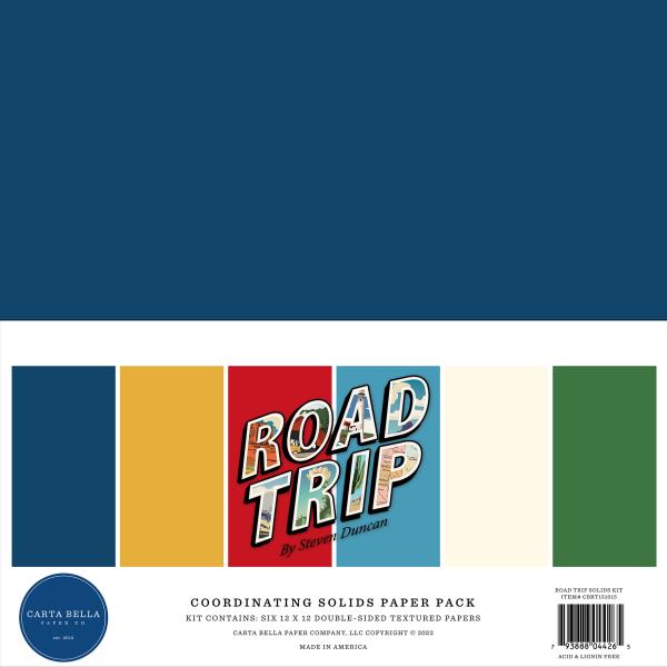 Carta Bella "Road Trip" 12x12" Coordinating Solids Paper Pack