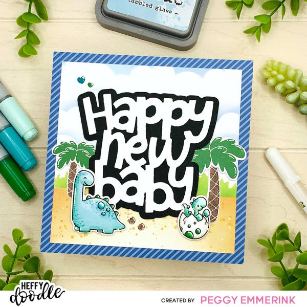 Heffy Doodle Happy New Baby Jumbo Sentiment  Cutting Dies - Stanze  