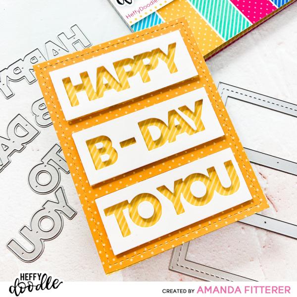 Heffy Doodle Stitched Birthday Trio Frame  Cutting Dies - Stanze  