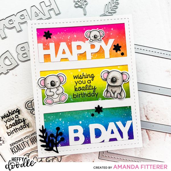 Heffy Doodle Stitched Birthday Trio Frame  Cutting Dies - Stanze  