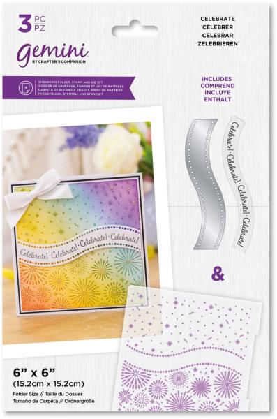 Gemini Celebrate  - Embossing Folder, Stamp & Die  - Zelebrieren