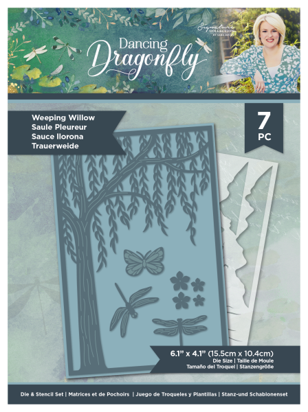 Crafters Companion -Dancing Dragonfly Metal Die & Stencil Weeping Will - Stanze & Stencil