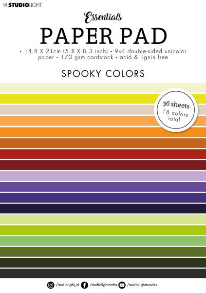 Studio Light - Cardstock "Spooky Colors" Essentials Paper Pad A5 - 36 Bogen