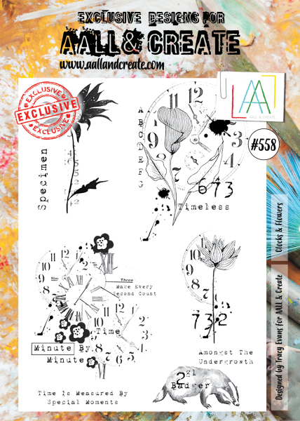 AALL and Create Clocks & Flowers  Stamps - Stempel A4