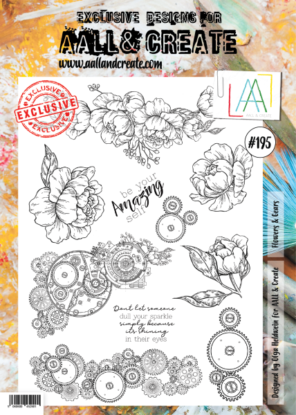 AALL and Create Flowers & Gears  Stamps - Stempel A4