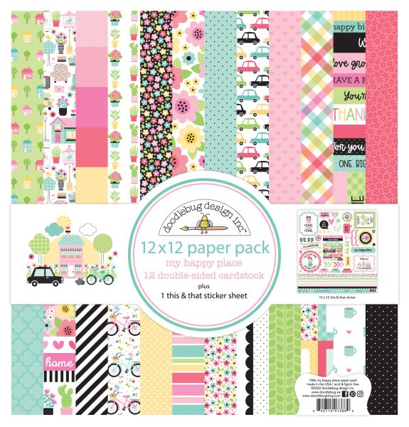 Doodlebug Design "My Happy Place " 12" Paper Pack  - Designpapier 