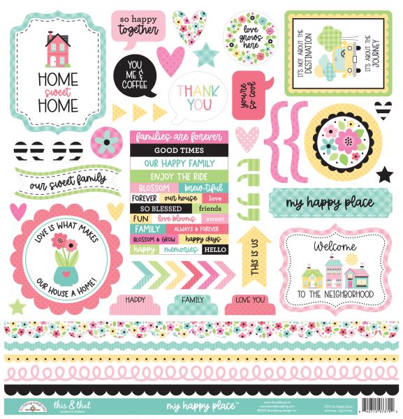 Doodlebug Design "My Happy Place " 12" Paper Pack  - Designpapier 