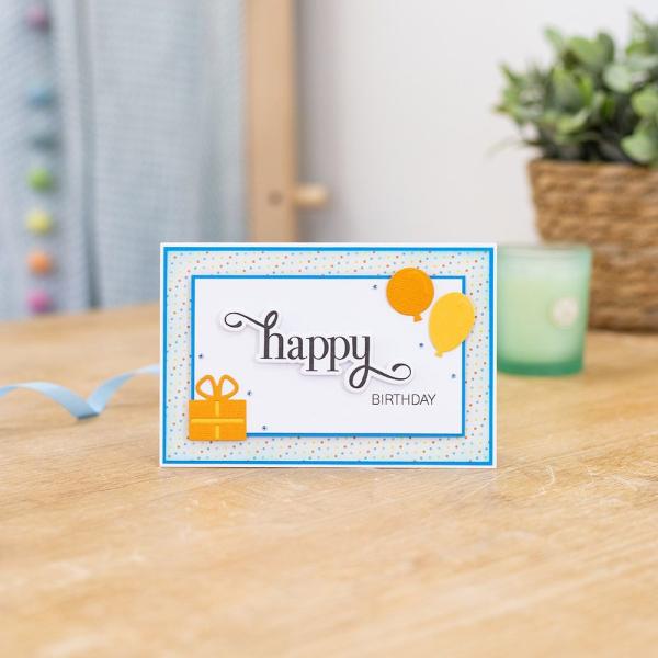 Gemini Fancy Sentiment Stamp & Die Happy Birthday  - Stempel & Stanze 