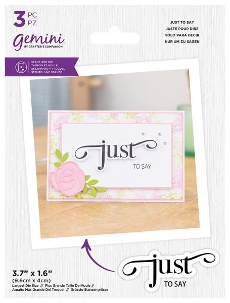 Gemini Fancy Sentiment Stamp & Die Just to Say  - Stempel & Stanze 