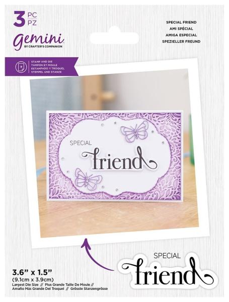 Gemini Fancy Sentiment Stamp & Die Special Friend - Stempel & Stanze 