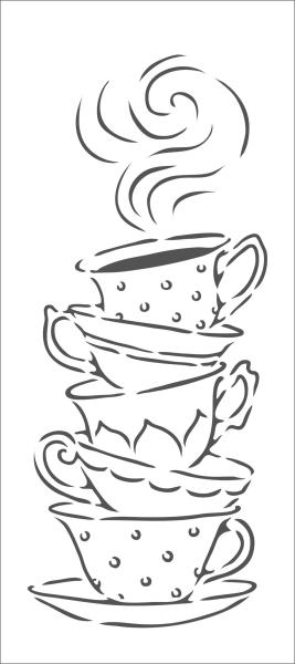 The Crafters Workshop Teacup Stack   Slimline Stencil - Schablone 4x9"