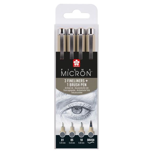 Sakura - Pigma micron fineliner set Cool gray 4pcs  Set - Fineliner