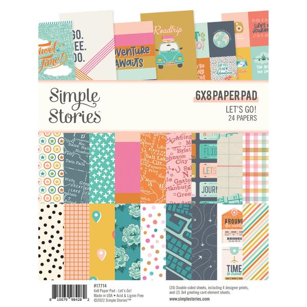 Simple Stories Simple  Let's Go!  Paper Pad - Designpapier 6x8 Inch