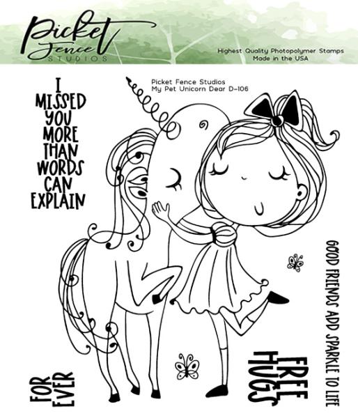 Picket Fence Studios "My Pet Unicorn Dear " Clear Stamps