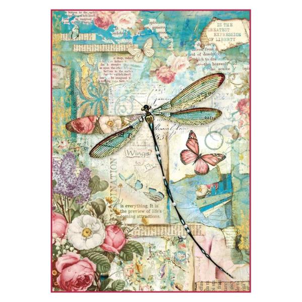 Stamperia " Wonderland Dragonfly " A4 Decoupage / Decopatch Papier 6 Bögen 