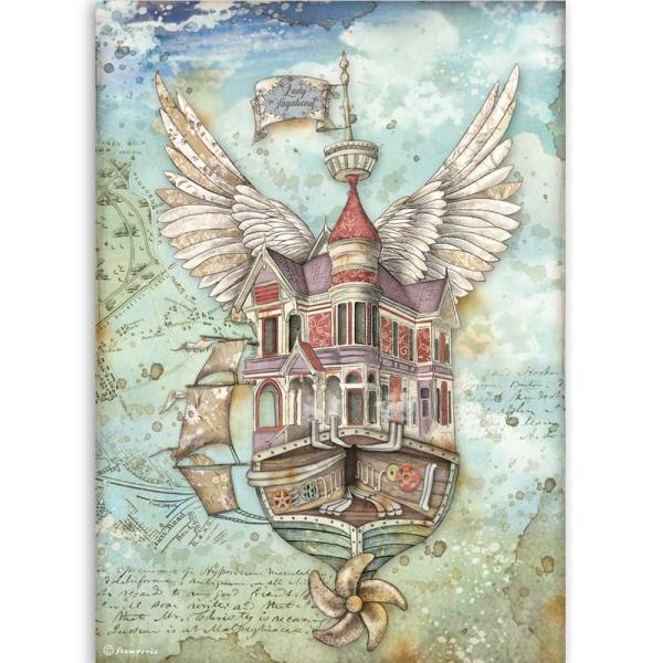 Stamperia " Lady Vagabond Flying Ship " A4 Decoupage / Decopatch Papier 6 Bögen 