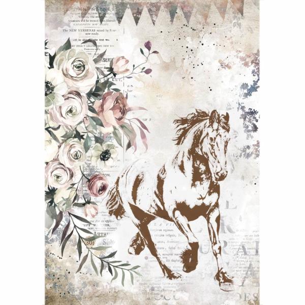 Stamperia " Romantic Horses Running Horse " A4 Decoupage / Decopatch Papier 6 Bögen 