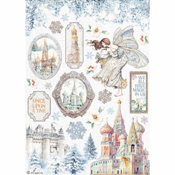 Stamperia "Winter Tales Castle" A4 Decoupage / Decopatch Papier 6 Bögen 