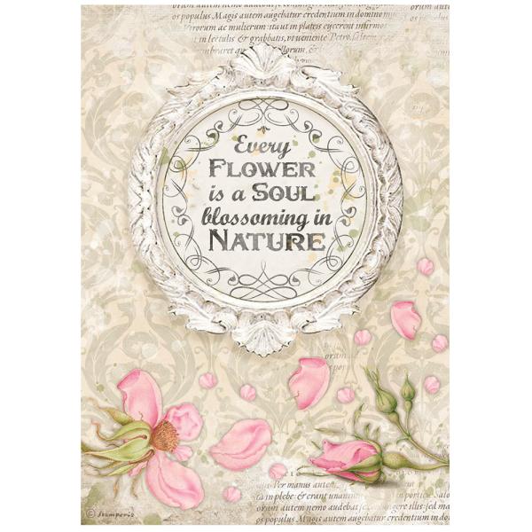 Stamperia "Romantic Garden House Frame With Quote " A4 Decoupage / Decopatch Papier 6 Bögen 