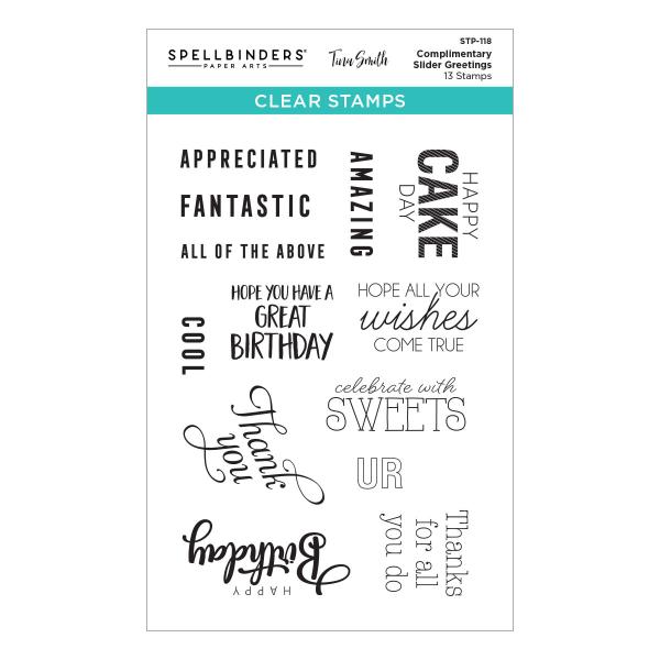 Spellbinders Stempelset - "Complimentary Slider Greetings" - Silikonstempel