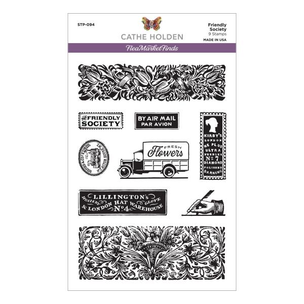 Spellbinders Stempelset - "Friendly Society" - Silikonstempel