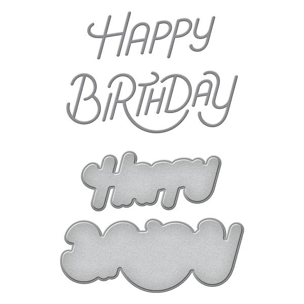 Spellbinders Dies " Stylized Happy Birthday Etched" Stanzschablonen