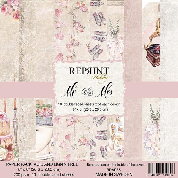 Reprint Mr & Mrs 8x8 Inch Paper Pack 