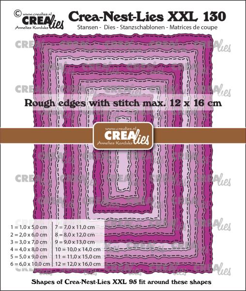 Crealies - Crea-Nest-Lies XXL Stanzschablone Rectangles With Rough Edg 