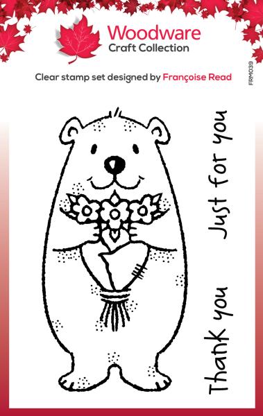 Woodware Flower Bear   Clear Stamps - Stempel 