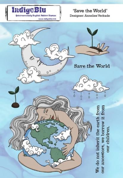 IndigoBlu "Save the World" A5 Rubber Stamp