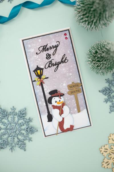 Crafters Companion -Vintage Snowman Metal Die Seasonal Sentiments - Stanze