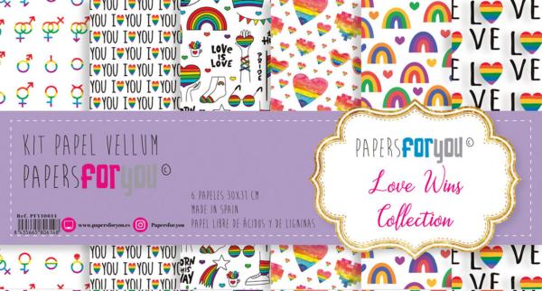 Papers For You - Vellum Paper Pack- Love Wins  30 x 31 cm 