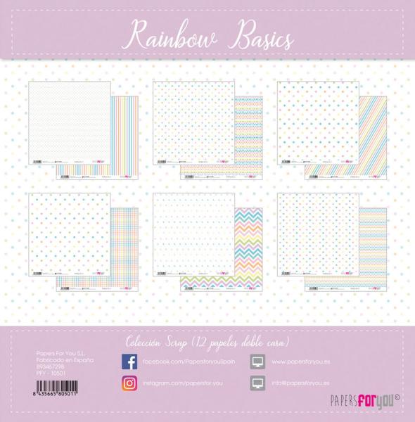 Papers For You - Paper Pad- Rainbow Basics  30.5 x 32 cm - Paper Pack