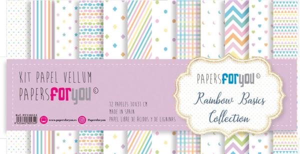 Papers For You - Vellum Paper Pack- Rainbow Basics 30 x 31 cm 