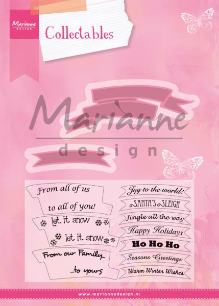 Marianne Design -Collectables - Stamp & Dies -  Banners With Christmas Text  - Stempel und Stanzschablone