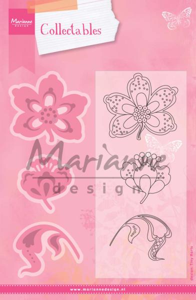 Marianne Design -Collectables - Stamp & Dies -  Flowers and Leaf 1  - Stempel und Stanzschablone