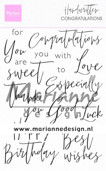 Marianne Design - Clear Stamps -  Handwritten Congratulations - Stempel 