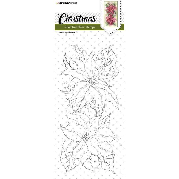 Studio Light - Clear Stamps "Christmas Slimline Poinsettia" - Stempel 