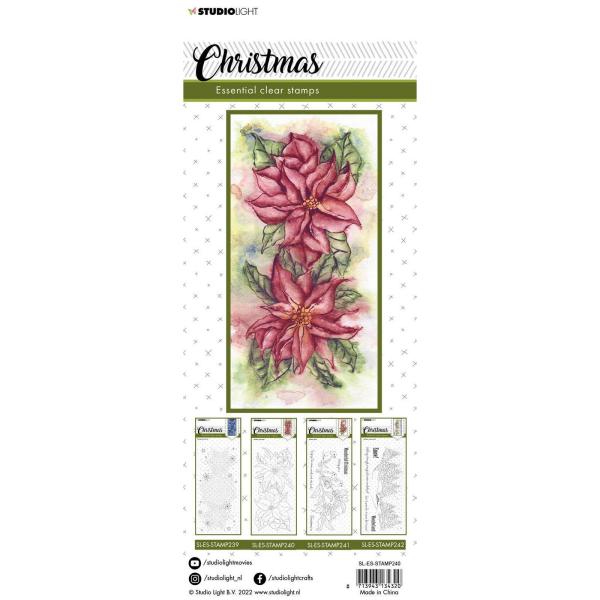 Studio Light - Clear Stamps "Christmas Slimline Poinsettia" - Stempel 