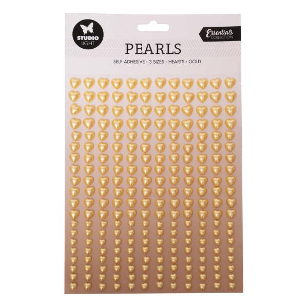 Studio Light - " Self-adhesive Pearls Gold Hearts " -  selbstklebende Halbperlen