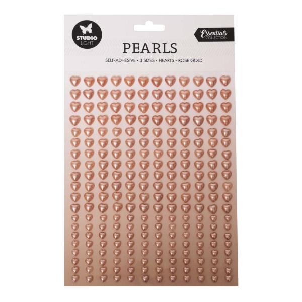 Studio Light - " Self-adhesive Pearls Rose Gold Hearts " -  selbstklebende Halbperlen